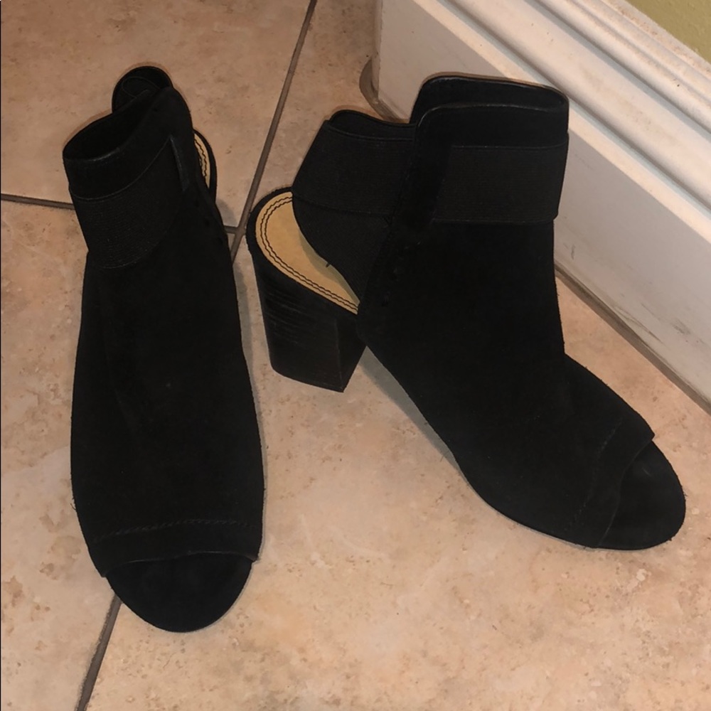 Suede open toe booties